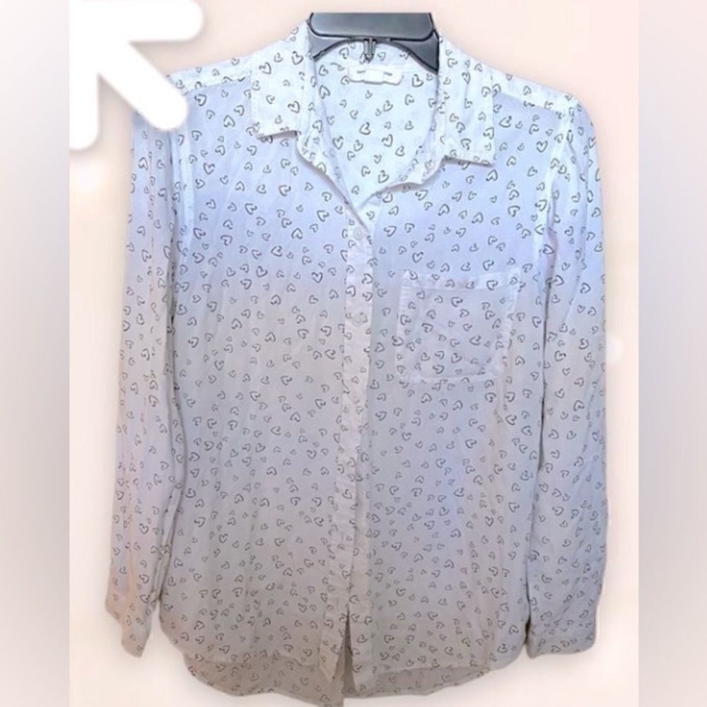 Beachlunchlounge Long Sleeve Heart Blouse Size Medium